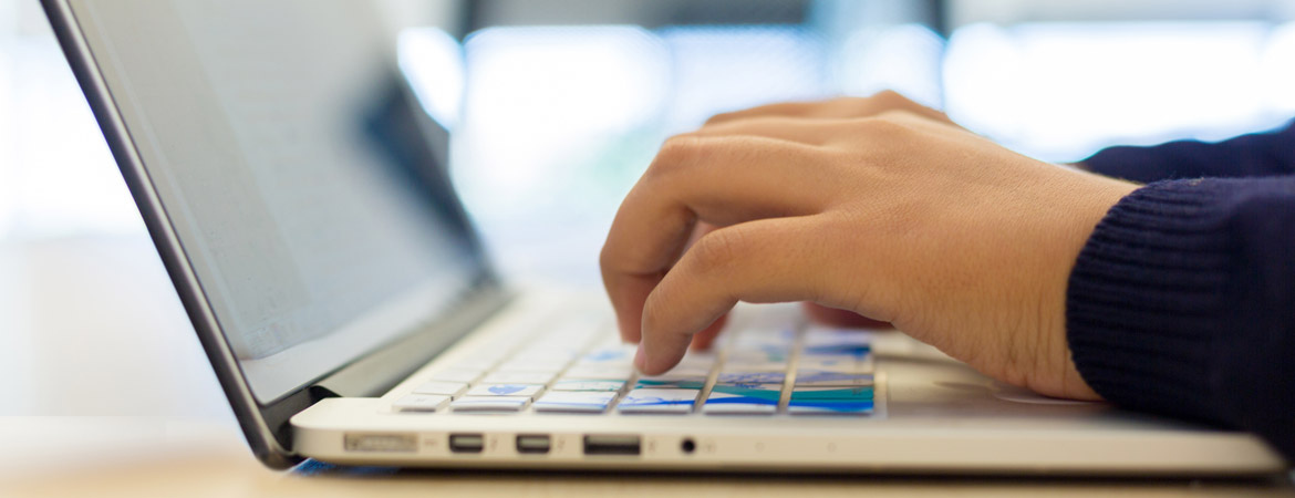 Typing on a laptop keyboard